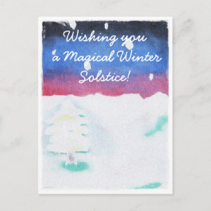 Postal Escena de nieve del solsticio de invierno Yule
