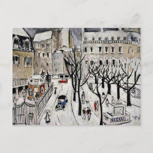 Postal Escena de nieve en París, pintura artística fina
