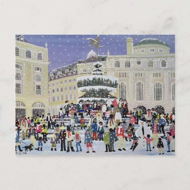 Postal Escena de Nieve Piccadilly (Anverso)