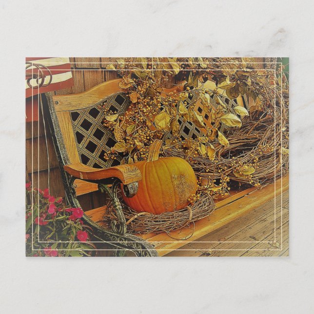 Postal Escena de otoño / Calabaza y agridulce de 4,25" x  (Anverso)