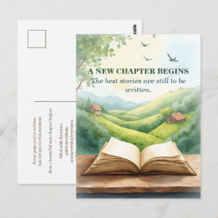 Postal Escena de paisaje de nuevo capítulo de libro abier