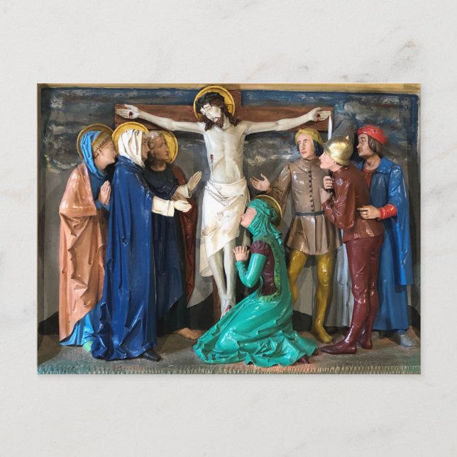 Postal Escena de Pascua de Crucifixión. (Anverso)