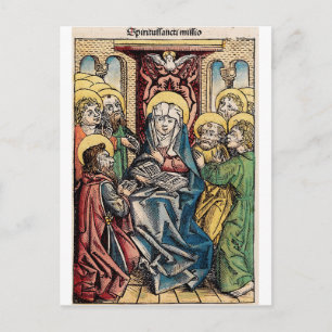 Postal Escena de Pentecostés después del Domingo de Pascu