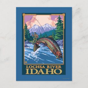 Postal Escena de pesca de mosca - Río Lochsa, Idaho