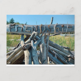 Postal Escena de playa de Driftwood Friendship