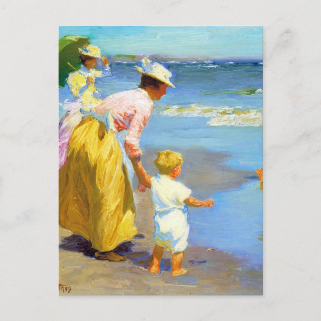 Postal Escena de playa de Edward Henry Potthast (Anverso)
