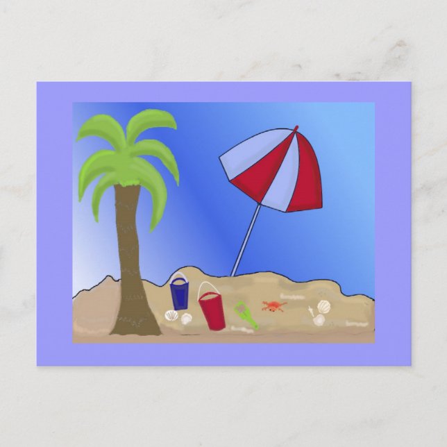 Postal Escena de playa de vacaciones (Anverso)