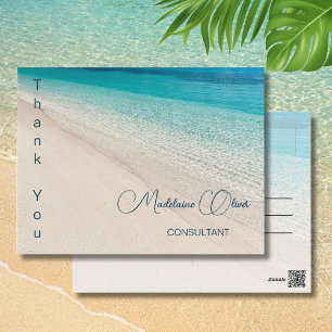 Postal Escena de playa de verano azul Gracias