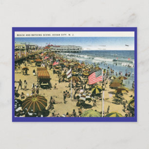 Postal Escena de playa, Ocean City NJ Vintage