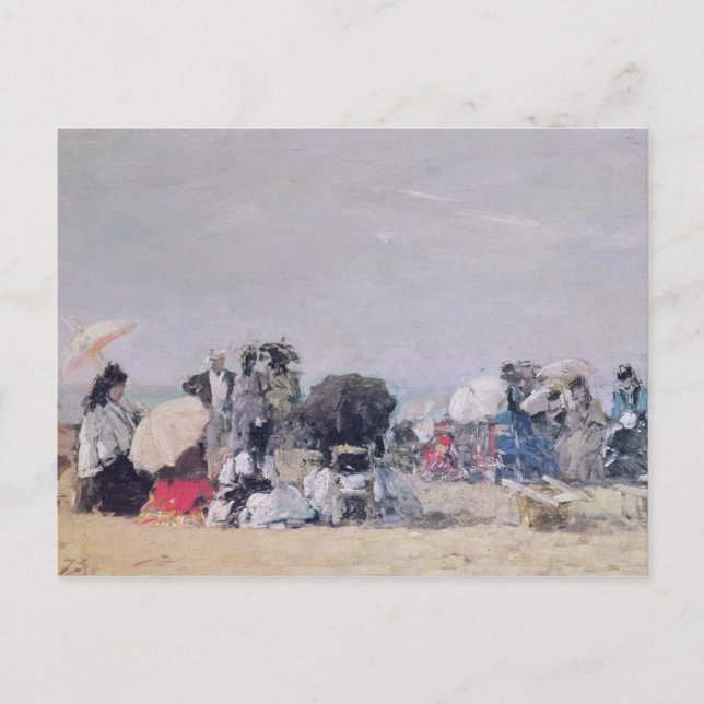 Postal Escena de playa, Trouville, 1873 (Anverso)