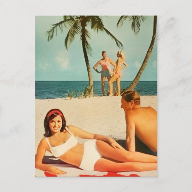 Postal Escena de playa vintage (Anverso)