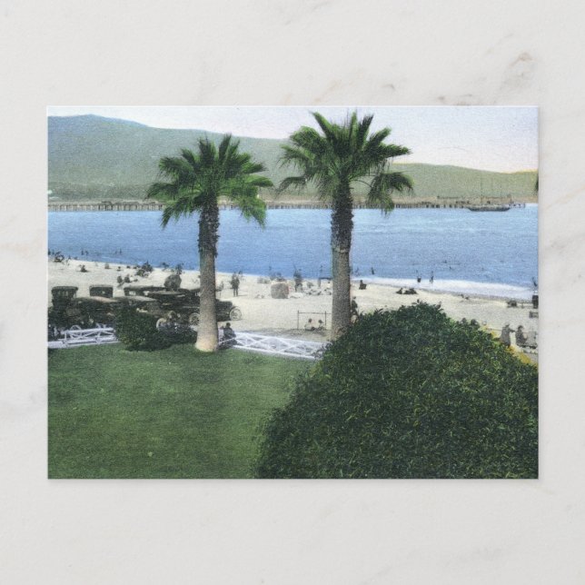 Postal Escena de playa, Vintage de Santa Barbara (Anverso)