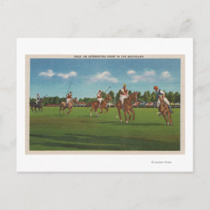 Postal Escena de polo con jugadores y caballos en el jard