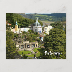 Postal Escena de pueblo turístico de Portmeirion Norte de