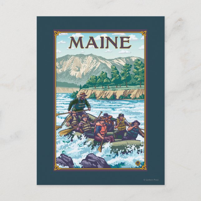 Postal Escena de Rafting de Maine River (Anverso)