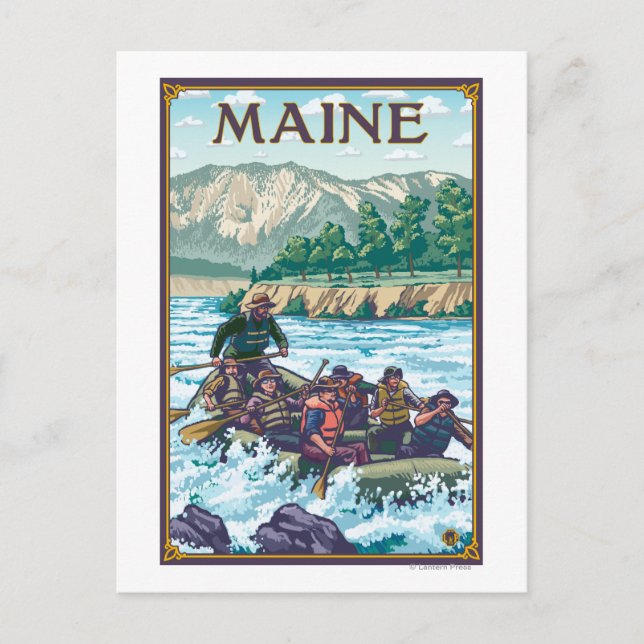Postal Escena de Rafting de Maine River (Anverso)