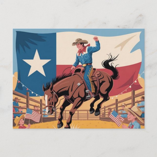 Postal Escena de rodeo de arte de vaqueros del orgullo de (Anverso)