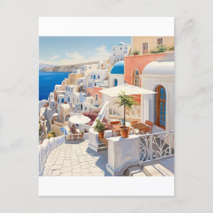 Postal Escena de Santorini Grecia