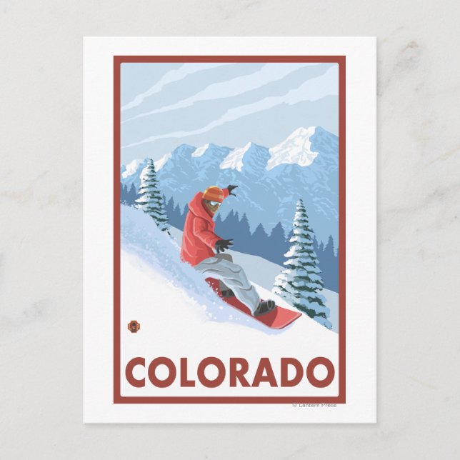 Postal Escena de Snowboard en Colorado (Anverso)
