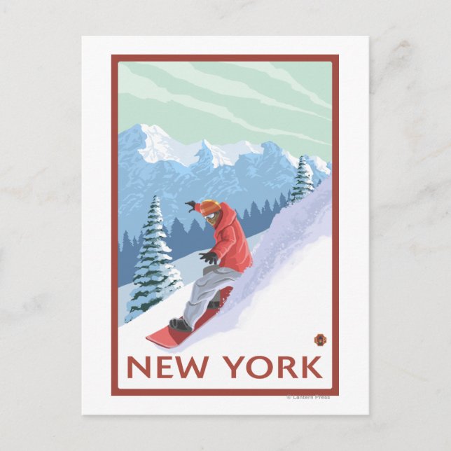 Postal Escena de Snowboard en Nueva York (Anverso)