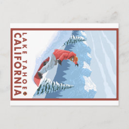 Postal Escena de Snowboard - Lago Tahoe, California