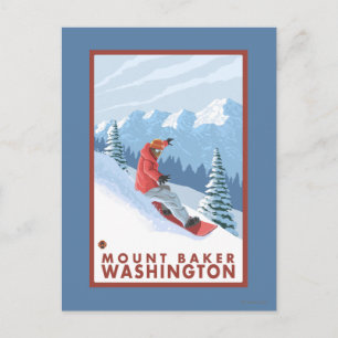 Postal Escena de Snowboard - Monte Baker, Washington