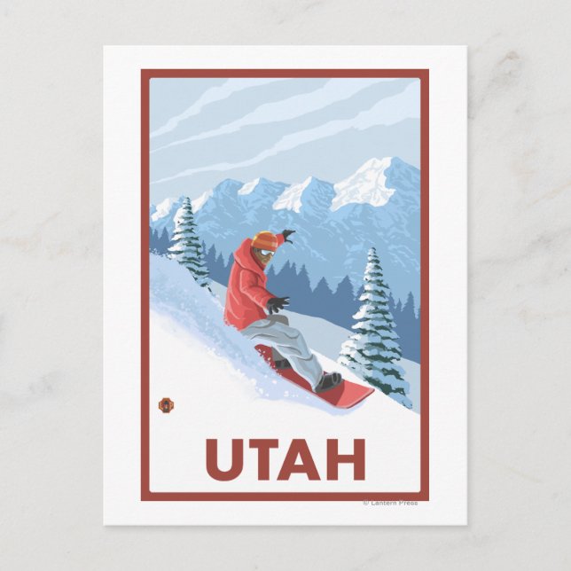 Postal Escena de Snowboard Utah (Anverso)