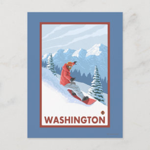 Postal Escena de Snowboard - Washington