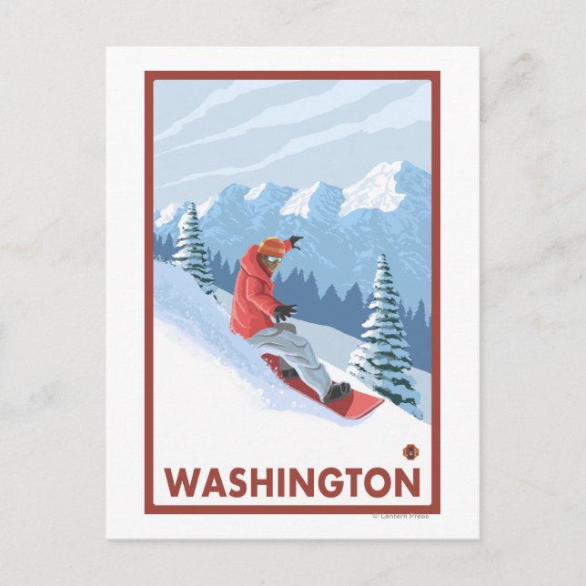 Postal Escena de Snowboard - Washington (Anverso)