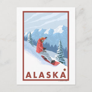 Postal Escena de Snowboarder - Póster de viaje vintage 2