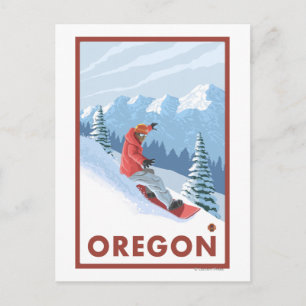 Postal Escena de Snowboarder - Poster de Viajes Vintage