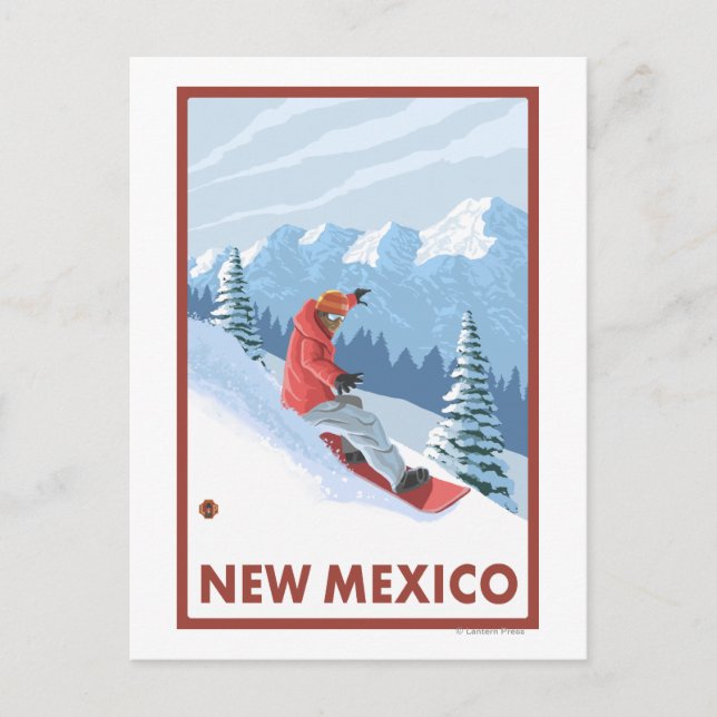 Postal Escena de SnowboardNuevo México (Anverso)