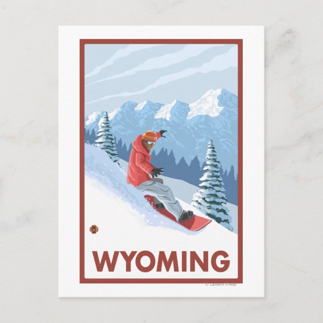 Postal Escena de SnowboardWyoming (Anverso)