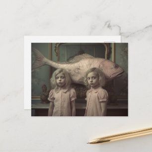 Postal Escena de terror de niñas adorables con gemelas pe