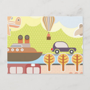 Postal Escena de transporte personalizado