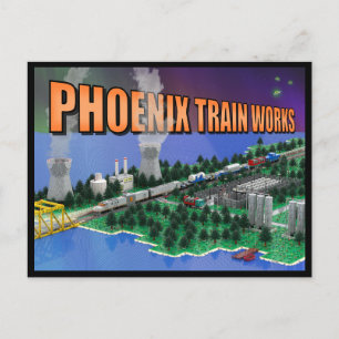 Postal Escena de tren atómico y planta de energía de PTW