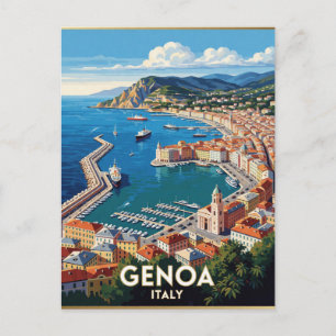 Postal Escena de viaje al puerto de Génova, Italia ⚓