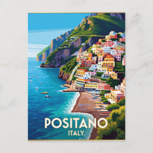 Postal Escena de viaje costero en Positano, Italia 🌊