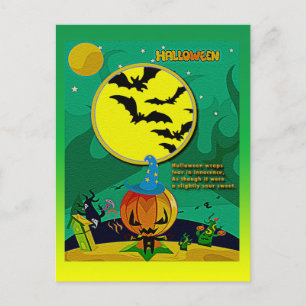 Postal Escena del asistente de halloween Night Jack o' La