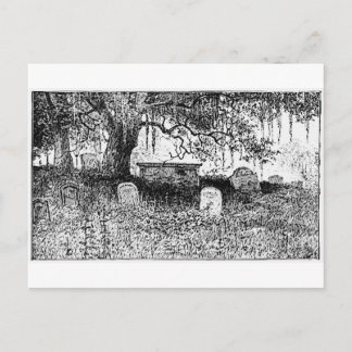 Postal Escena del cementerio de Halloween