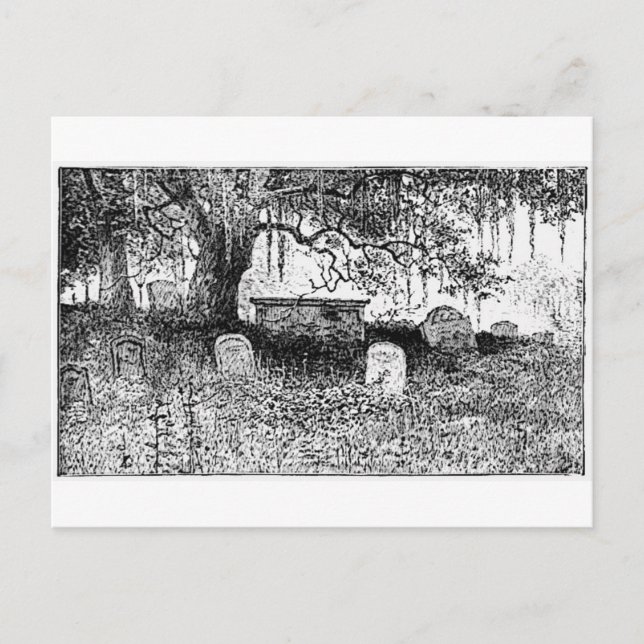 Postal Escena del cementerio de Halloween (Anverso)
