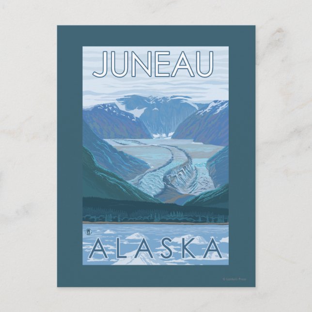 Postal Escena del glaciar - Juneau, Alaska (Anverso)