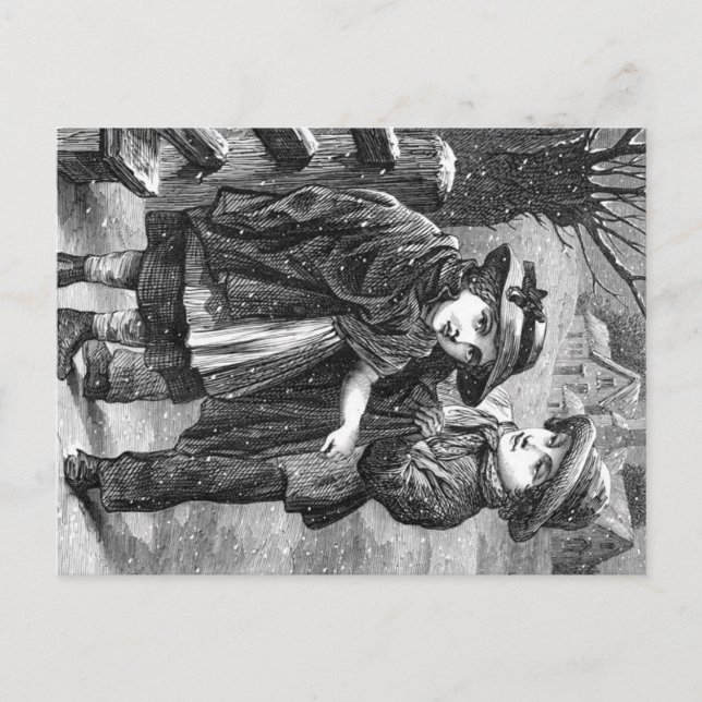 Postal - escena del invierno del vintage (Anverso)