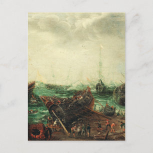 Postal Escena del puerto por Adam Willaerts