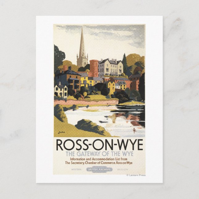 Postal Escena del río del Poster de los Ferrocarriles Bri (Anverso)