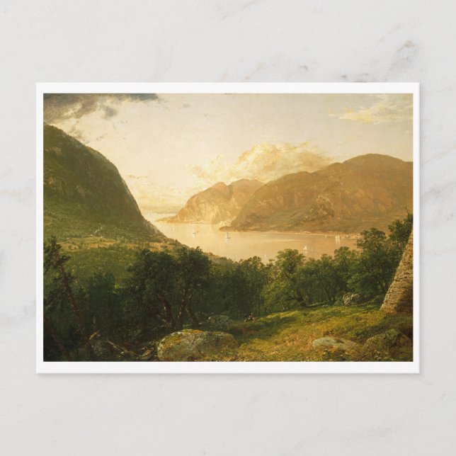 Postal Escena del río Hudson por John Frederick Kensett (Anverso)