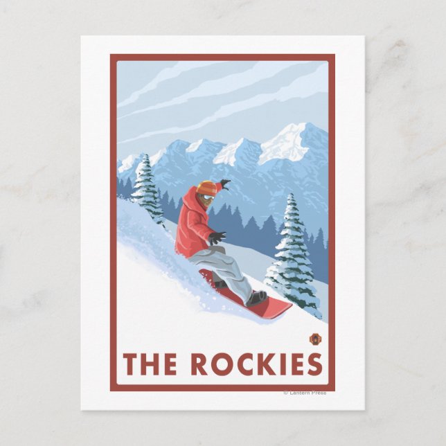 Postal Escena Del Snowboard - Las Rockies (Anverso)
