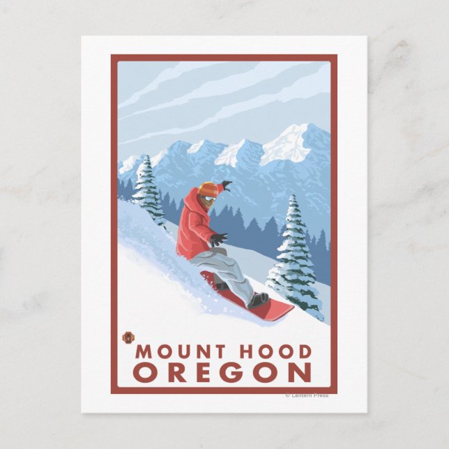 Postal Escena del Snowboard - Monte Hood, Oregón (Anverso)