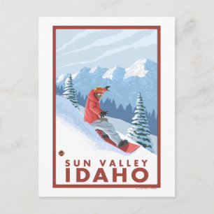 Postal Escena del Snowboard - Sun Valley, Idaho