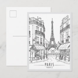 Postal Escena emblemática de París Francia dibujada a man